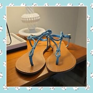 Ralph Lauren Size 7 Turquoise Braided Sandals lot5676